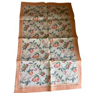 Vintage Ulster Weavers Peach Bloom Print Irish Linen Tea Towel Made in Ireland